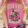 Wild West Rodeo Tour Cowboys O-Neck T-Shirt Tee - Rose Red 1 Wild West Rodeo Tour Cowboys O-Neck T-Shirt Tee - Rose Red -Garment Sale Store SCM017263 1 60774567569854 124