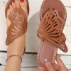 Butterfly Hollow Out Flip Flops Flat Slippers - Light Brown 1 Butterfly Hollow Out Flip Flops Flat Slippers - Light Brown -Garment Sale Store SCM017349 1 60596883969320 124