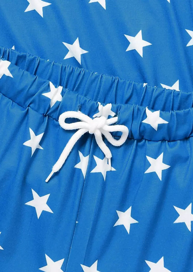 Merica Star Hooded Tank And Shorts Pajamas Set - Blue 6 Merica Star Hooded Tank And Shorts Pajamas Set - Blue - Image 4