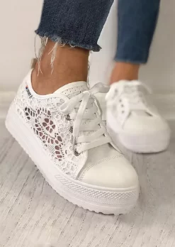 Hollow Out Crochet Breathable Lace Up Platform Sneakers - White -Garment Sale Store SCM017411 5 61693260271847 124