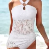 Lace Splicing Hollow Out Halter Tankini Set - White -Garment Sale Store SCM017416 1 60865073437418 124