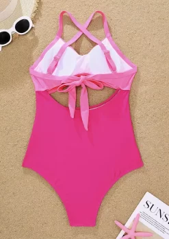 Hollow Out Criss-Cross Tie One-Piece Swimsuit - Rose Red 10 Hollow Out Criss-Cross Tie One-Piece Swimsuit - Rose Red -Garment Sale Store SCM017486 2 61228138920191 124
