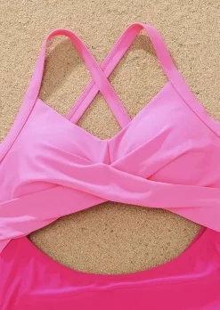 Hollow Out Criss-Cross Tie One-Piece Swimsuit - Rose Red 11 Hollow Out Criss-Cross Tie One-Piece Swimsuit - Rose Red -Garment Sale Store SCM017486 2 61228138951542 124