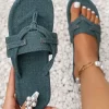 Summer Flat Flip Flops Slippers - Dark Green
