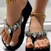 Rhinestone Thick Flip Flops Wedge Slippers - Black 1 Rhinestone Thick Flip Flops Wedge Slippers - Black -Garment Sale Store SCM017673 1 61200059614549 124
