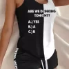 Are We Drinking Tonight Color Block Racerback Tank And Shorts Pajamas Set