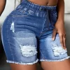 Frayed Hem Pocket Ripped Denim Shorts - Blue 1 Frayed Hem Pocket Ripped Denim Shorts - Blue -Garment Sale Store SCM017835 1 62187870429107 124