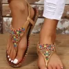 Bohemian Colorful Beading Flip Flops Flat Sandals - Brown 1 Bohemian Colorful Beading Flip Flops Flat Sandals - Brown -Garment Sale Store SCM017918 1 62090400503991 124