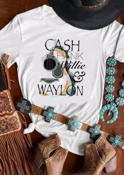 Cash Hank Willie Waylon O-Neck T-Shirt Tee - White 8 Cash Hank Willie Waylon O-Neck T-Shirt Tee - White -Garment Sale Store SCM018027 1 61957291703320 124