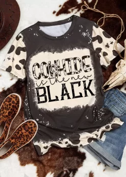 Cowhide Is The New Black T-Shirt Tee - Brown 7 Cowhide Is The New Black T-Shirt Tee - Brown -Garment Sale Store SCM018047 1 62566502127417 124