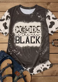 Cowhide Is The New Black T-Shirt Tee - Brown 8 Cowhide Is The New Black T-Shirt Tee - Brown -Garment Sale Store SCM018047 1 62566502163503 124