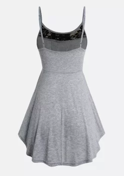 Lace Ruffled Eyelet Irregular Mini Dress - Gray -Garment Sale Store SCM018068 1 70684745896733 124