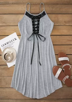 Lace Ruffled Eyelet Irregular Mini Dress - Gray -Garment Sale Store SCM018068 1 70684745929930 124