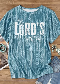 The Lord's Still Workin' On Me T-Shirt Tee - Blue 9 The Lord's Still Workin' On Me T-Shirt Tee - Blue -Garment Sale Store SCM018178 1 71330450515778 124