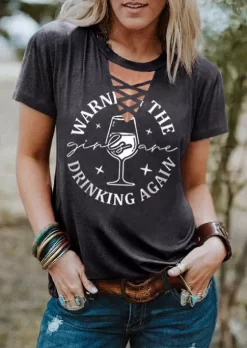 The Girls Are Drinking Again T-Shirt Tee - Dark Grey