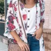 Floral Three Quarter Sleeve Open Front Cardigan 1 Floral Three Quarter Sleeve Open Front Cardigan -Garment Sale Store SCM018367 1 70340733129065 124