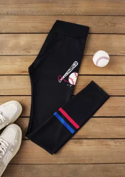 Love Baseball High Waist Leggings - Black -Garment Sale Store SCM018645 1 71180450006106 124
