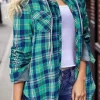 Plaid Pocket Fake Two-Piece Hooded Shirt - Green 2 Plaid Pocket Fake Two-Piece Hooded Shirt - Green -Garment Sale Store SCM018664 1 71456954684994 124