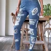 Leopard Fake Pocket Elastic Waist Skinny Leggings - Blue -Garment Sale Store SCM018719 1 72029613942511 124