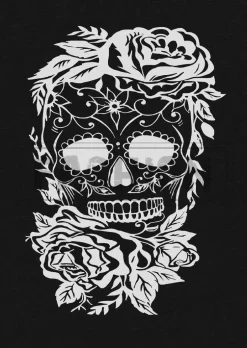 Halloween Skull Floral Thumbhole Hoodie - Black 9 Halloween Skull Floral Thumbhole Hoodie - Black -Garment Sale Store SCM018900 1 71987871627113 124