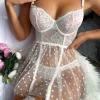 Lace Love Heart Spaghetti Strap Lingerie Set - White -Garment Sale Store SCM018913 1 72188429196420 124