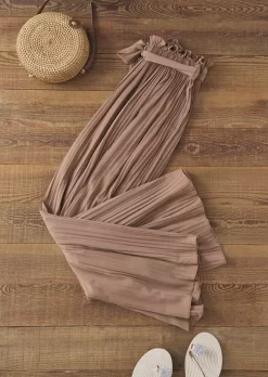 Pleated High Waist Chiffon Wide Leg Pants - Khaki -Garment Sale Store SCM018932 4 71839570169165 124