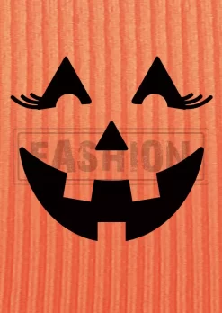 Halloween Pumpkin Face Ribbed Pocket Romper - Orange -Garment Sale Store SCM019019 1 72205056925581 124