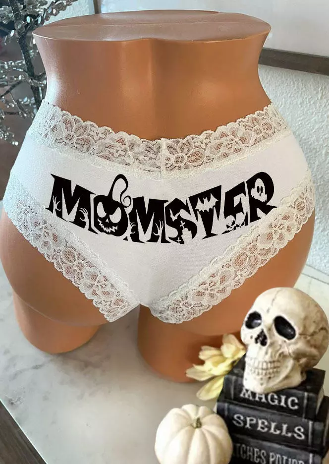 Halloween Monster Lace Splicing Panties - White 3 Halloween Monster Lace Splicing Panties - White