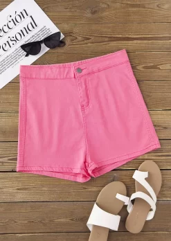 Pocket Button High Waist Shorts - Pink 15 Pocket Button High Waist Shorts - Pink -Garment Sale Store SCM019154 2 72089521846848 124