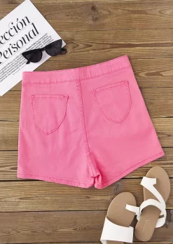 Pocket Button High Waist Shorts - Pink 16 Pocket Button High Waist Shorts - Pink -Garment Sale Store SCM019154 2 72089521877720 124
