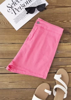 Pocket Button High Waist Shorts - Pink 17 Pocket Button High Waist Shorts - Pink -Garment Sale Store SCM019154 2 72089521910988 124