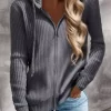 Ribbed Zipper Long Sleeve Hoodie - Gray -Garment Sale Store SCM019195 1 72861681968889 124