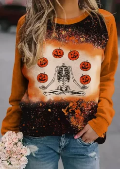 Halloween Skeleton Pumpkin Face Sweatshirt