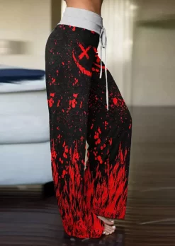 Halloween Red Fire Emo Skull Wide Leg Pants 7 Halloween Red Fire Emo Skull Wide Leg Pants -Garment Sale Store SCM019269 1 80532783060421 124