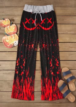 Halloween Red Fire Emo Skull Wide Leg Pants 8 Halloween Red Fire Emo Skull Wide Leg Pants -Garment Sale Store SCM019269 1 80532783096064 124