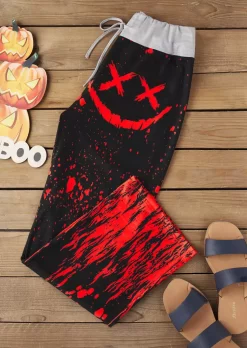 Halloween Red Fire Emo Skull Wide Leg Pants 9 Halloween Red Fire Emo Skull Wide Leg Pants -Garment Sale Store SCM019269 1 80532783133380 124