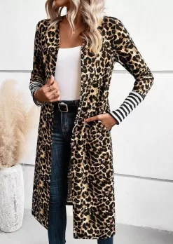 Leopard Striped Long Sleeve Open Front Cardigan -Garment Sale Store SCM019352 1 80366324684317 124