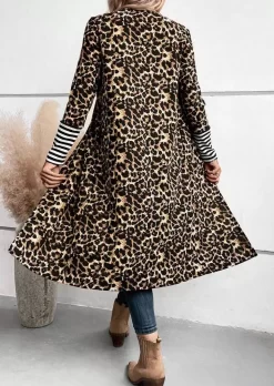 Leopard Striped Long Sleeve Open Front Cardigan -Garment Sale Store SCM019352 1 80366324717071 124