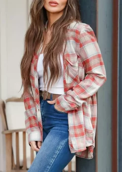 Plaid Pocket Button Long Sleeve Shirt -Garment Sale Store SCM019383 1 80890000573889 124