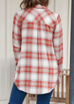 Plaid Pocket Button Long Sleeve Shirt -Garment Sale Store SCM019383 1 80890000605592 124