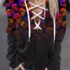 Halloween Skull Gradient Lace Up Hoodie -Garment Sale Store SCM019392 1 81086124207156 124