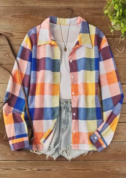 Plaid Turn-Down Collar Long Sleeve Shirt -Garment Sale Store SCM019405 1 80361962481265 124