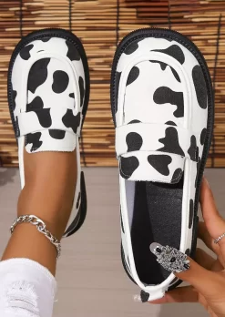 Cow Slip On Round Toe Flat Sneakers