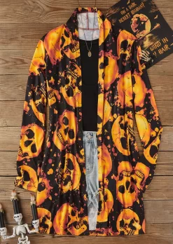 Halloween Skull Long Sleeve Open Front Cardigan 8 Halloween Skull Long Sleeve Open Front Cardigan -Garment Sale Store SCM019449 1 80957523019728 124