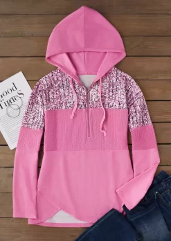 Jacquard Zipper Asymmetric Hem Long Sleeve Hoodie 7 Jacquard Zipper Asymmetric Hem Long Sleeve Hoodie -Garment Sale Store SCM019545 1 81286842929203 124