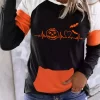 Halloween Color Block Pumpkin Face Bat Heartbeat Kangaroo Pocket Hoodie 1 Halloween Color Block Pumpkin Face Bat Heartbeat Kangaroo Pocket Hoodie -Garment Sale Store SCM019548 1 81470297668343 124