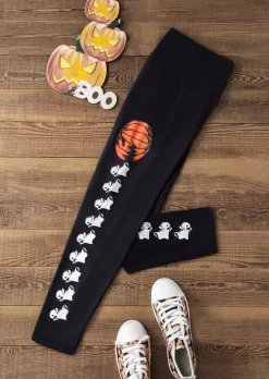 Halloween Pumpkin Face Skinny Leggings - Black -Garment Sale Store SCM019614 1 81585836786920 124