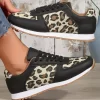 Leopard Lace Up Round Toe Flat Sneakers 2 Leopard Lace Up Round Toe Flat Sneakers -Garment Sale Store SCM019685 1 80924396170196 124