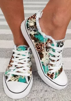 Cow Leopard Abstract Graphic Flat Sneakers