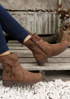 Zipper Buckle Strap Tie Boots - Brown 14 Zipper Buckle Strap Tie Boots - Brown -Garment Sale Store SCM019725 4 83056661538917 124